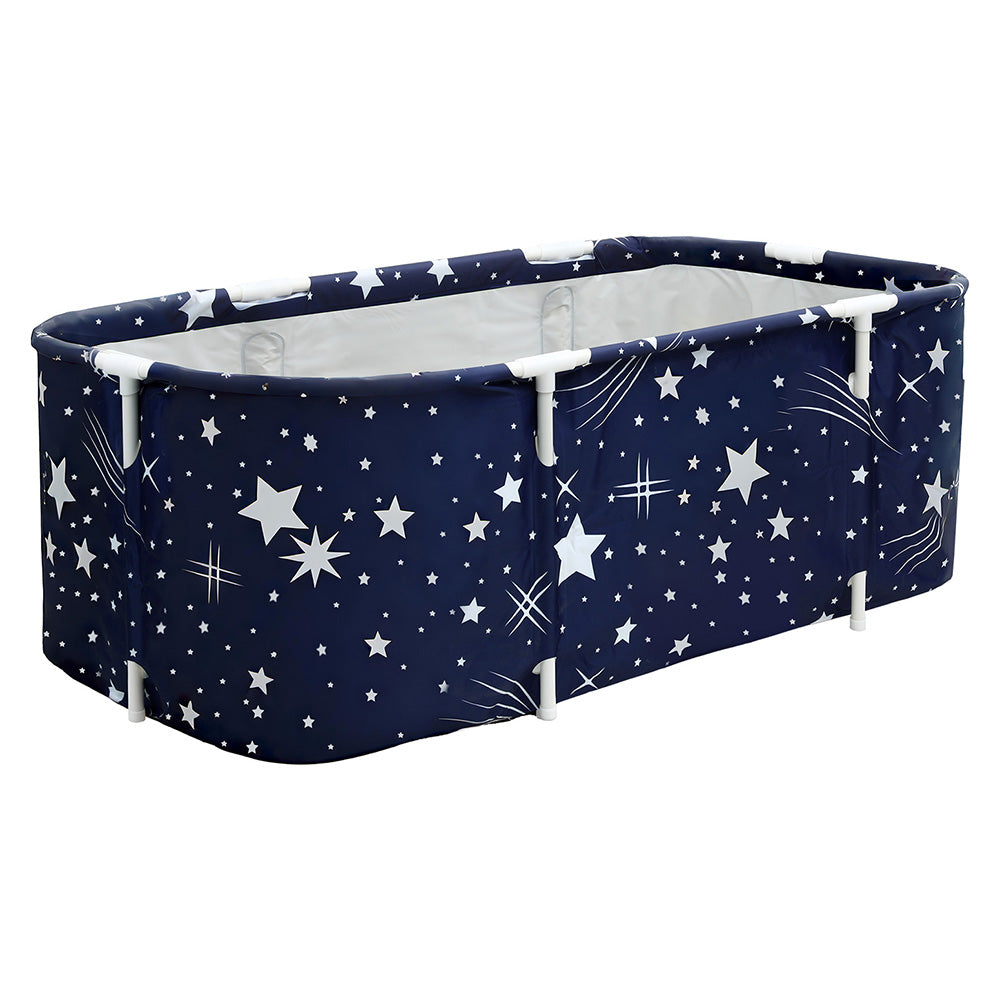 Weisshorn Foldable Bathtub PVC SPA Bucket Inflatable Cushion 134x65cm Star Navy-Furniture > Bathroom > Bathtubs-PEROZ Accessories