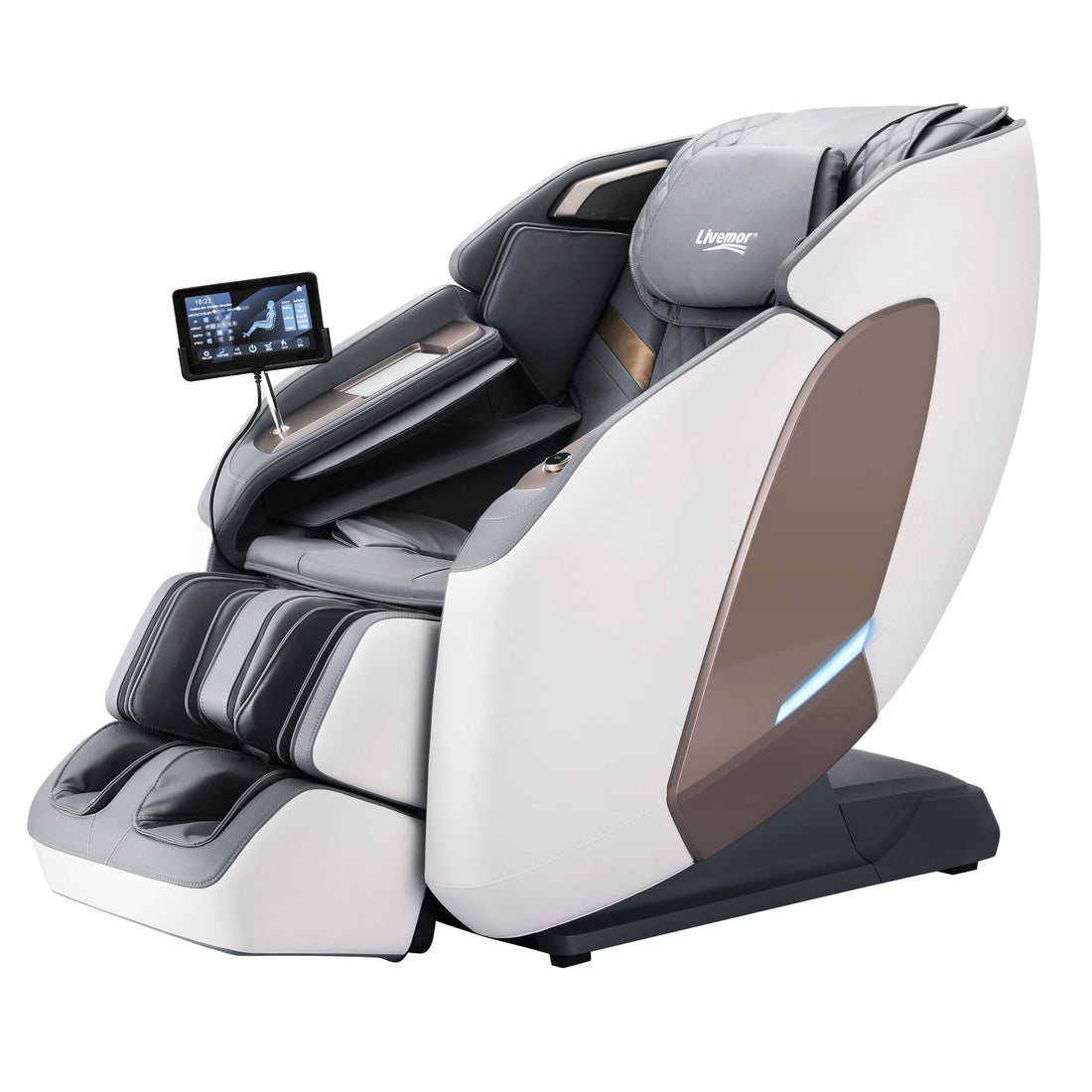Livemor Prestige 4D Dual Mechanism Massage Chair, Full Body Zero Gravity Recliner with Extended SL Track, Body Scan, Air Compression, Waist Heating, Foot Rollers, Voice Control &amp; Wireless Charging-Furniture > Bar Stools &amp; Chairs > Massage Chairs-PEROZ Accessories