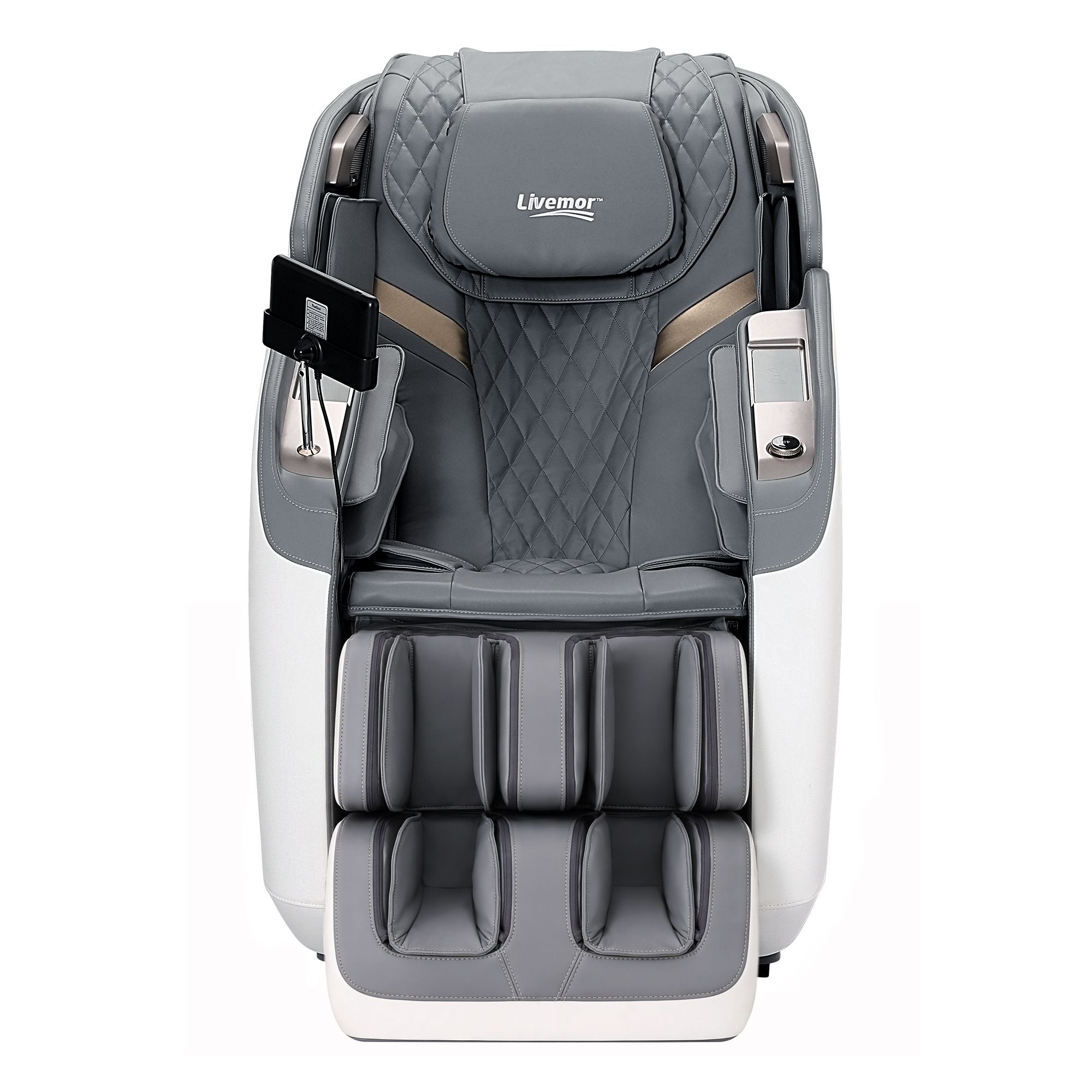 Livemor Prestige 4D Dual Mechanism Massage Chair, Full Body Zero Gravity Recliner with Extended SL Track, Body Scan, Air Compression, Waist Heating, Foot Rollers, Voice Control &amp; Wireless Charging