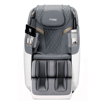 Livemor Prestige 4D Dual Mechanism Massage Chair, Full Body Zero Gravity Recliner with Extended SL Track, Body Scan, Air Compression, Waist Heating, Foot Rollers, Voice Control &amp; Wireless Charging