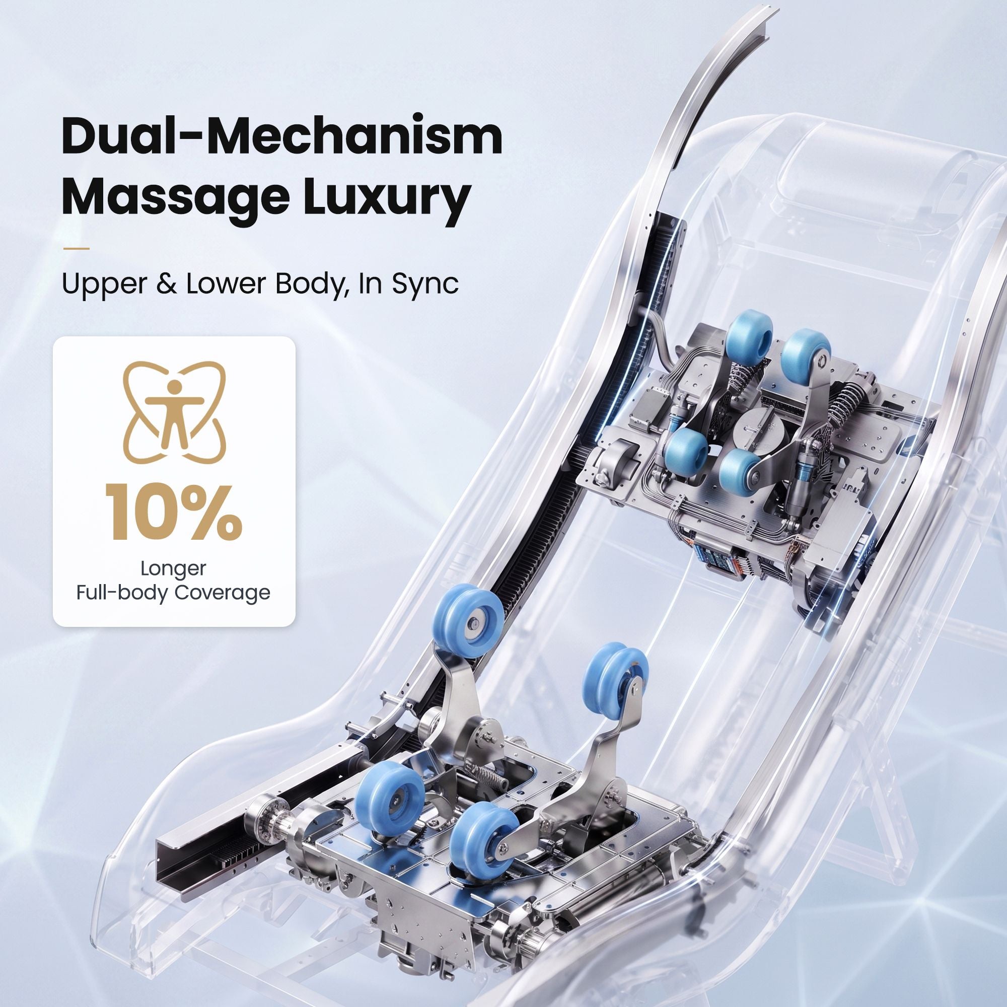 Livemor Prestige 4D Dual Mechanism Massage Chair, Full Body Zero Gravity Recliner with Extended SL Track, Body Scan, Air Compression, Waist Heating, Foot Rollers, Voice Control &amp; Wireless Charging