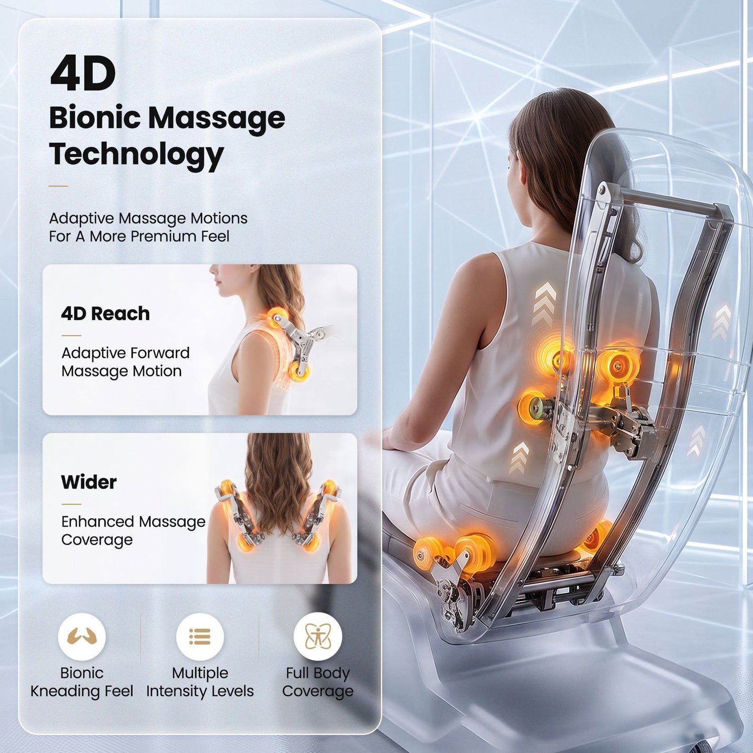 Livemor Prestige 4D Dual Mechanism Massage Chair, Full Body Zero Gravity Recliner with Extended SL Track, Body Scan, Air Compression, Waist Heating, Foot Rollers, Voice Control &amp; Wireless Charging