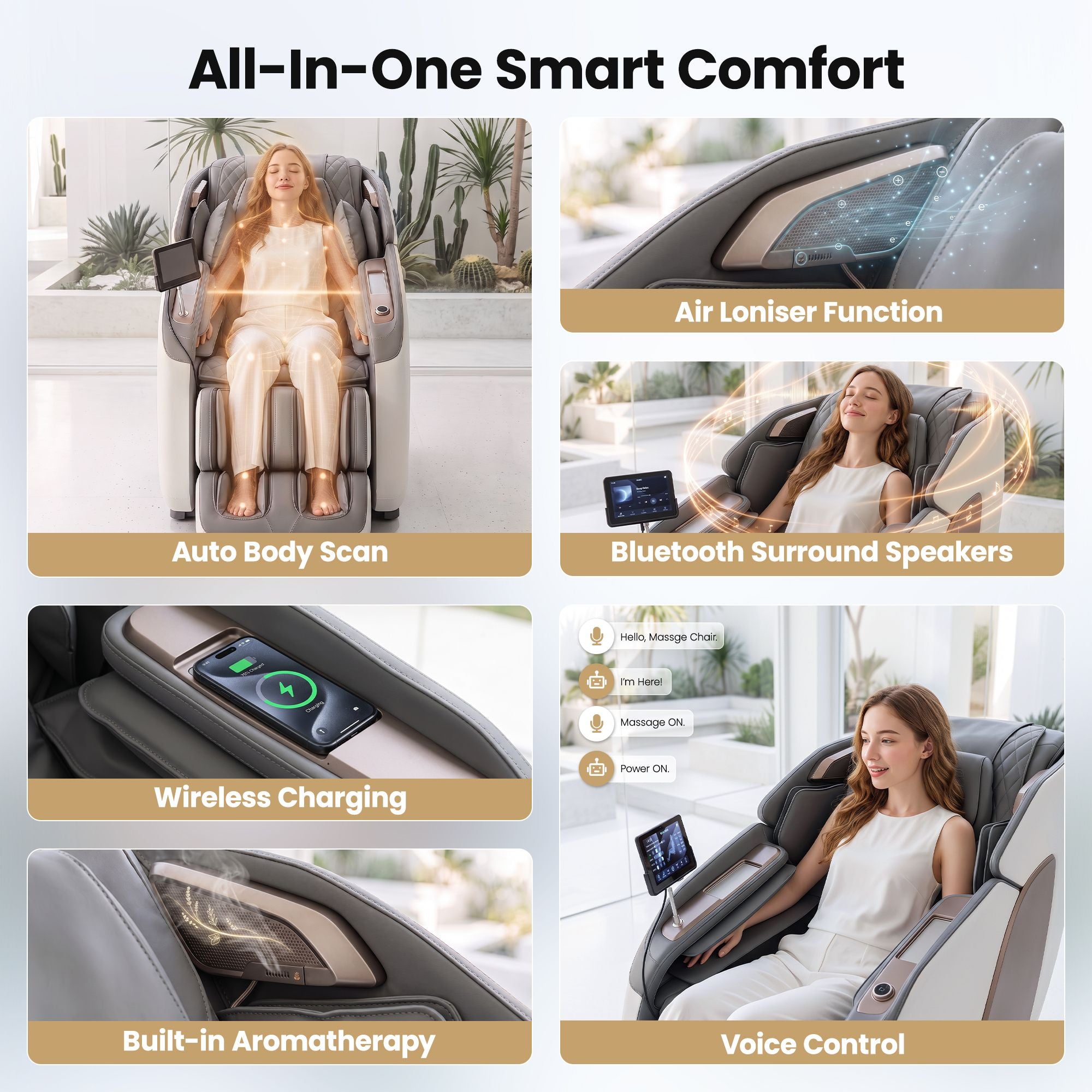Livemor Prestige 4D Dual Mechanism Massage Chair, Full Body Zero Gravity Recliner with Extended SL Track, Body Scan, Air Compression, Waist Heating, Foot Rollers, Voice Control &amp; Wireless Charging