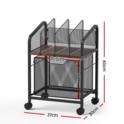 Artiss Mobile File Cabinet Rolling with Locking Wheels Wood Top Compact Storage Organiser Black-Furniture > Office > Storage Cabinets-PEROZ Accessories