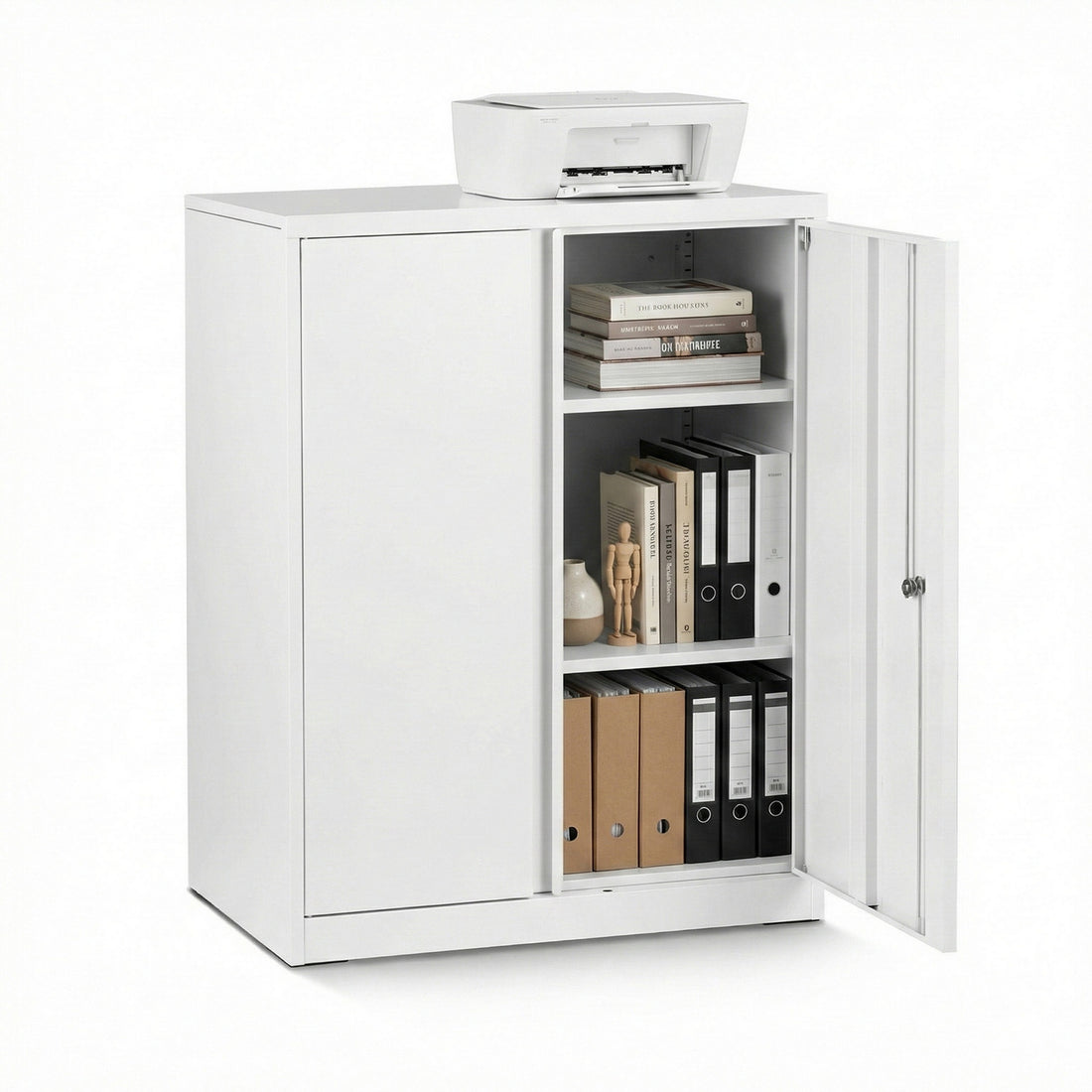 Artiss Steel Locker Cabinet Filing Mental Storage 3-Point Lock Adjustable Shelves White-Furniture > Office > Storage Cabinets-PEROZ Accessories