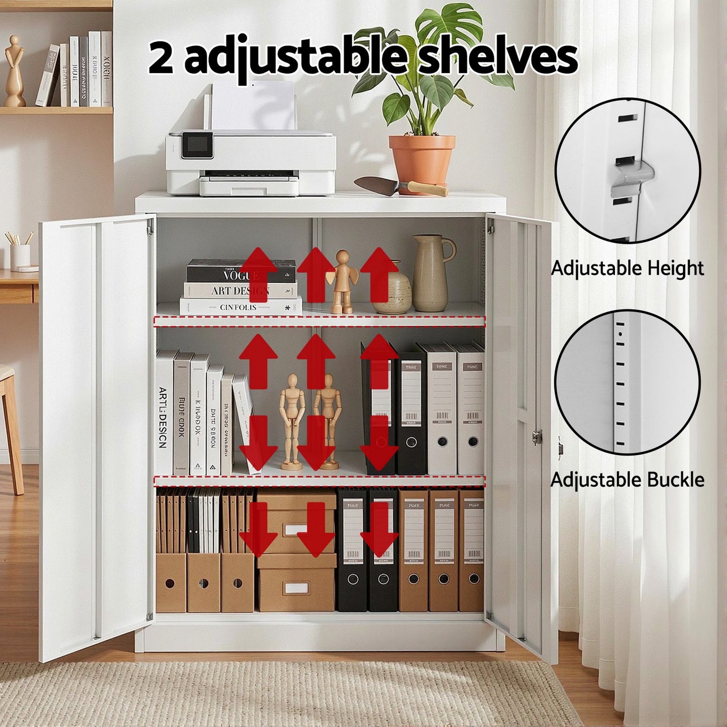 Artiss Steel Locker Cabinet Filing Mental Storage 3-Point Lock Adjustable Shelves White-Furniture > Office > Storage Cabinets-PEROZ Accessories