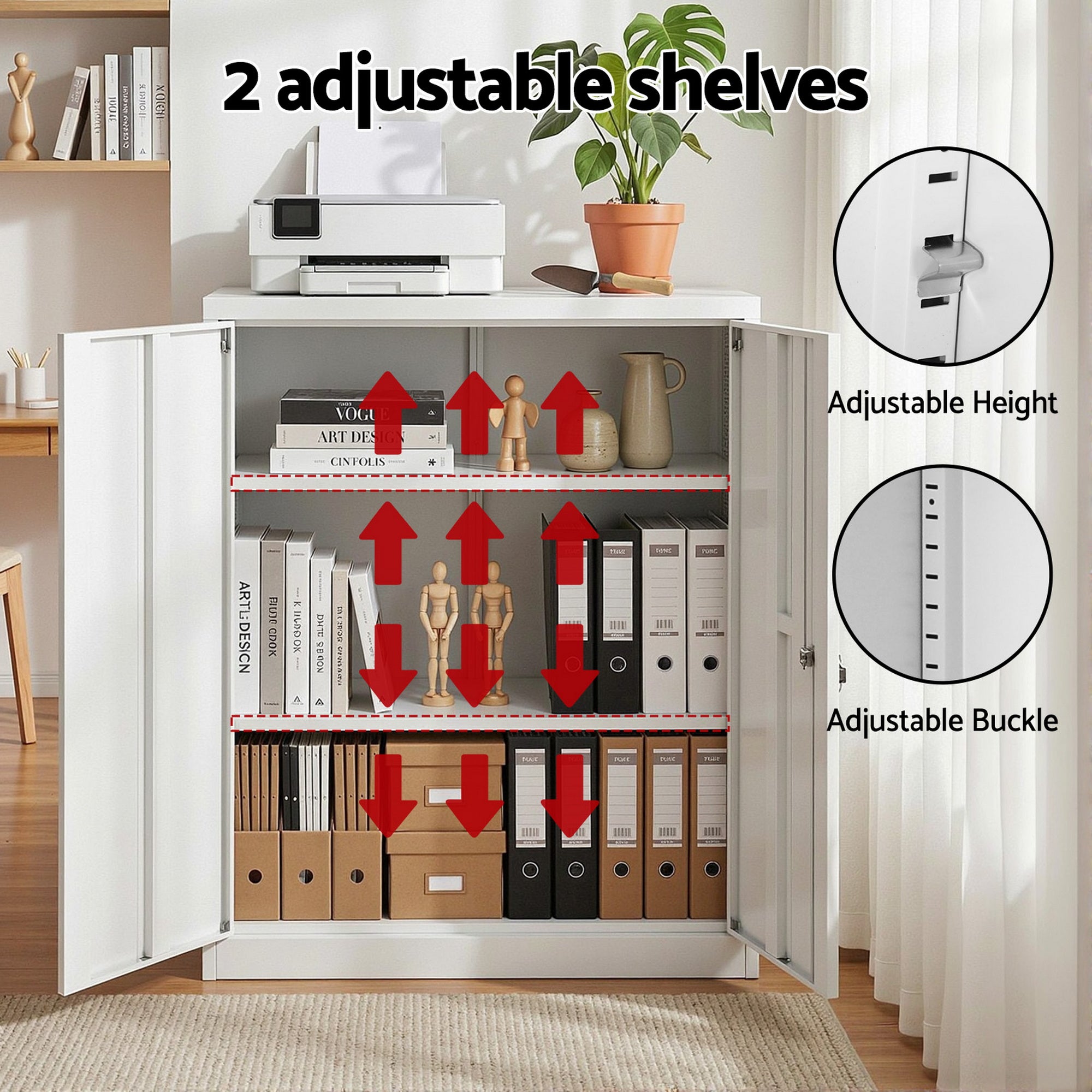 Artiss Steel Locker Cabinet Filing Mental Storage 3-Point Lock Adjustable Shelves White-Furniture > Office > Storage Cabinets-PEROZ Accessories
