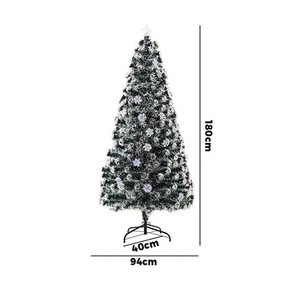Mazam Christmas Tree 1.8M 6FT Snowflakes Green with LED lights-Christmas Tree-PEROZ Accessories