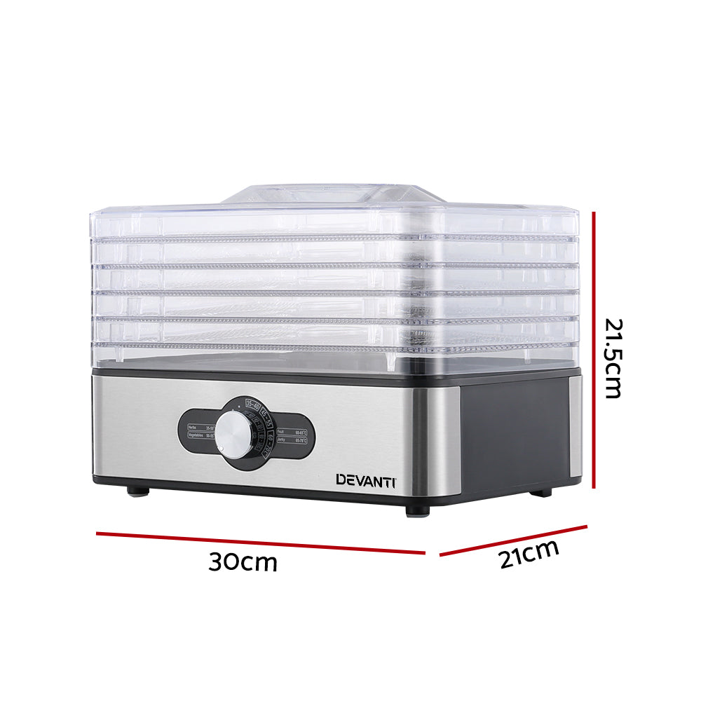 Devanti 5 Trays Food Dehydrator Stainless Steel Tray-Appliances &gt; Appliances Others-PEROZ Accessories