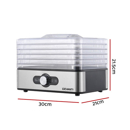Devanti 5 Trays Food Dehydrator Stainless Steel Tray-Appliances &gt; Appliances Others-PEROZ Accessories
