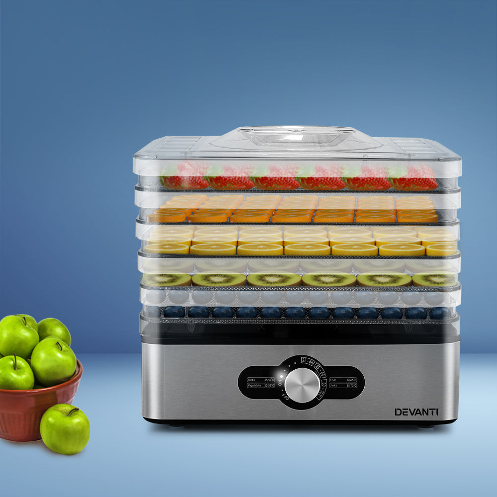 Devanti 5 Trays Food Dehydrator Stainless Steel Tray-Appliances &gt; Appliances Others-PEROZ Accessories