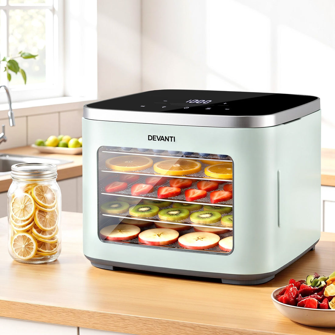 Devanti Food Dehydrator Machine 5 Tray Mini Fruit Dryer Maker Green-Appliances > Kitchen Appliances > Food Dehydrators-PEROZ Accessories
