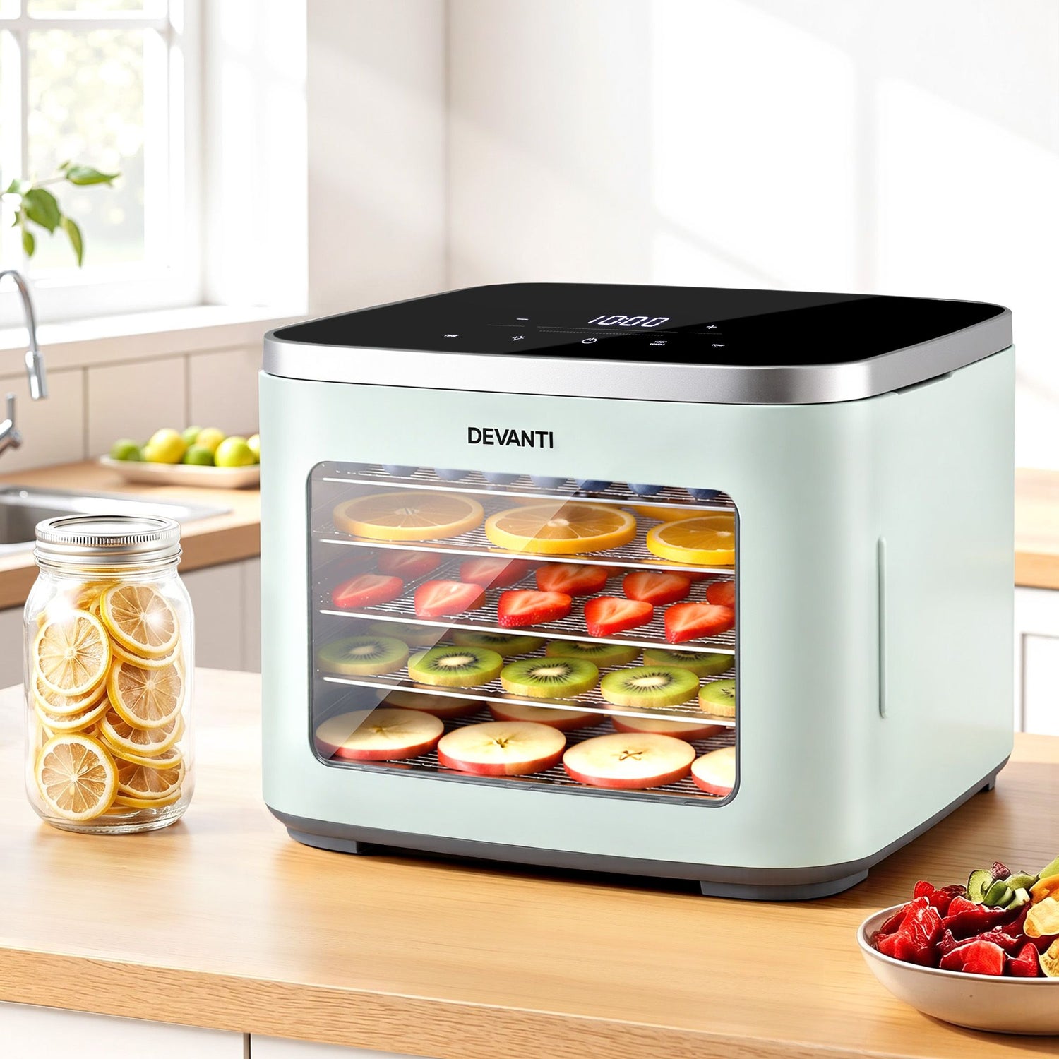 Devanti Food Dehydrator Machine 5 Tray Mini Fruit Dryer Maker Green-Appliances > Kitchen Appliances > Food Dehydrators-PEROZ Accessories