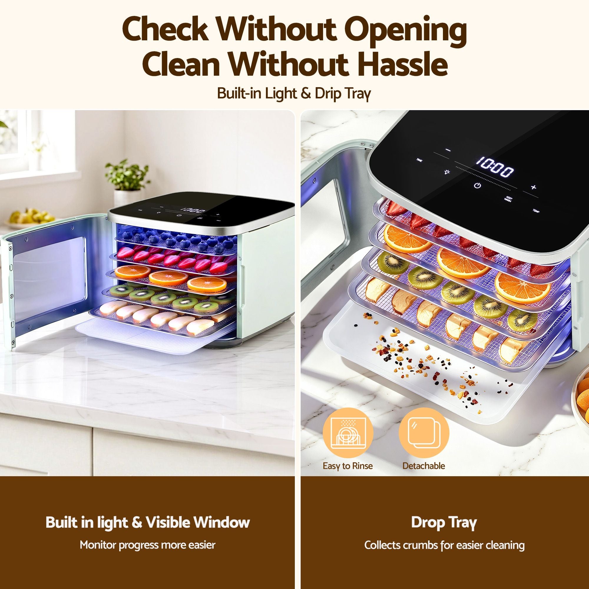 Devanti Food Dehydrator Machine 5 Tray Mini Fruit Dryer Maker Green-Appliances > Kitchen Appliances > Food Dehydrators-PEROZ Accessories