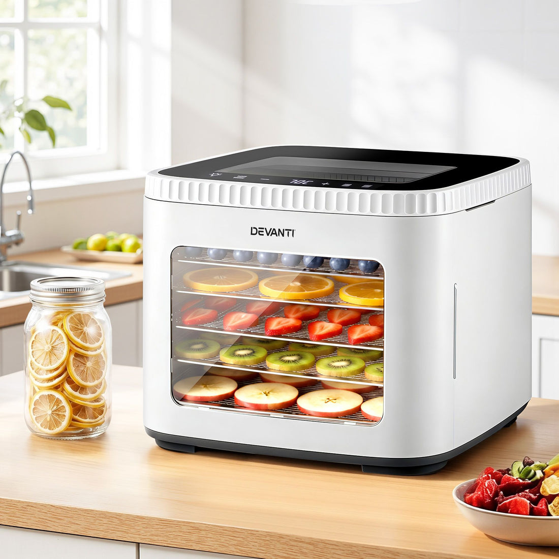 Devanti Food Dehydrator Machine 5 Tray Mini Fruit Dryer Maker White-Appliances > Kitchen Appliances > Food Dehydrators-PEROZ Accessories