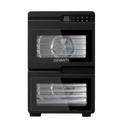 Devanti 12 Trays Food Dehydrator Dual-Zone Stainless Steel Fruit Jerky Dryer-Appliances &gt; Kitchen Appliances &gt; Food Dehydrators-PEROZ Accessories