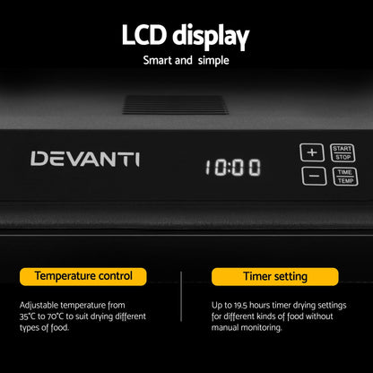 Devanti Food Dehydrator 6 Tray Fruit Dryer Jerky Maker With Stainless Steel Rack