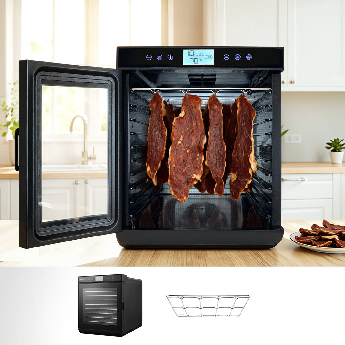 Devanti 10 Trays Food Dehydrator with Stainless Steel Tray-Appliances > Kitchen Appliances > Food Dehydrators-PEROZ Accessories