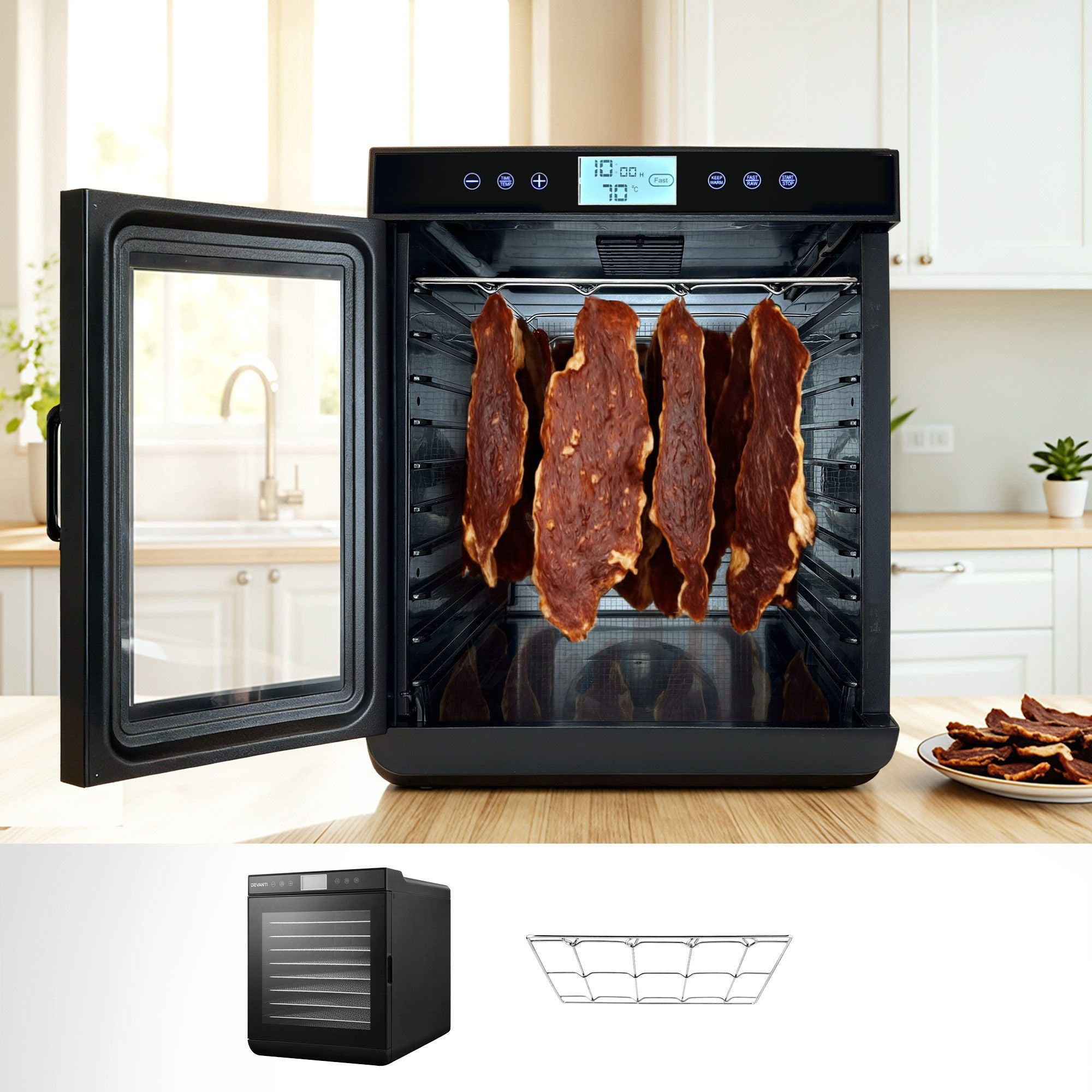 Devanti 10 Trays Food Dehydrator with Stainless Steel Tray-Appliances > Kitchen Appliances > Food Dehydrators-PEROZ Accessories