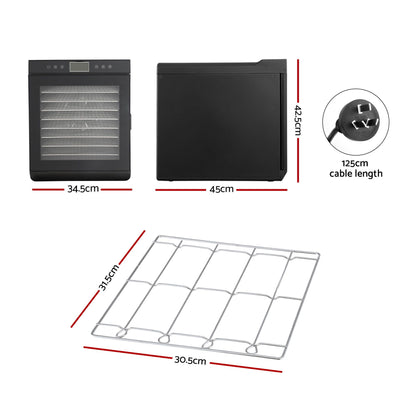 Devanti 10 Trays Food Dehydrator with Stainless Steel Tray-Appliances > Kitchen Appliances > Food Dehydrators-PEROZ Accessories