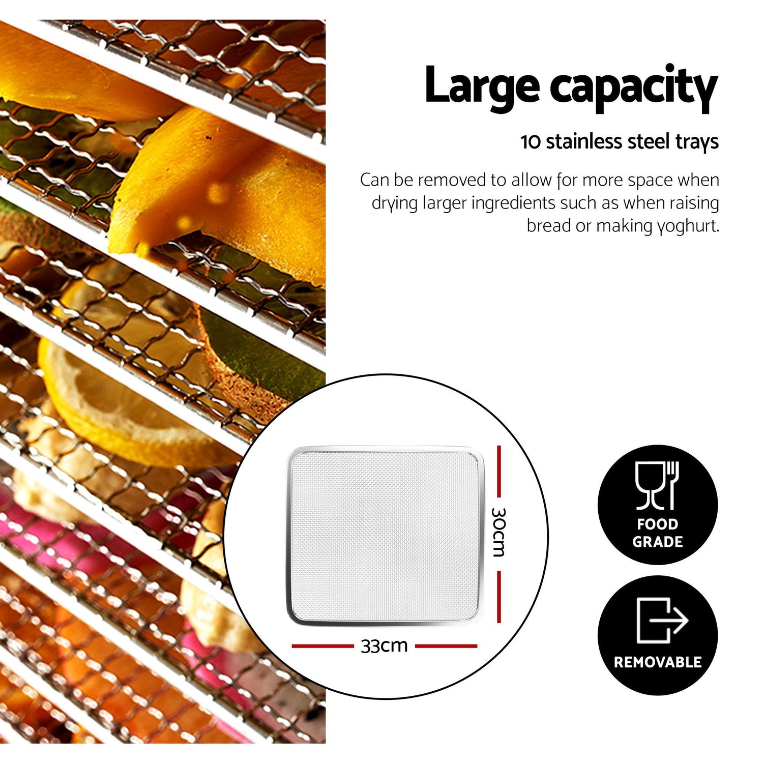 Devanti 10 Trays Food Dehydrator with Stainless Steel Tray-Appliances > Kitchen Appliances > Food Dehydrators-PEROZ Accessories