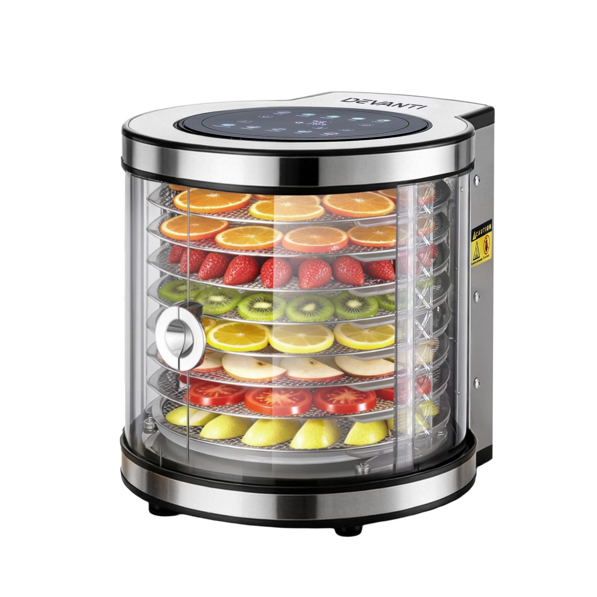 Devanti 8 Trays Food Dehydrator Stainless Steel Auto-Rotate 10 Programs 700W-Appliances > Kitchen Appliances > Food Dehydrators-PEROZ Accessories