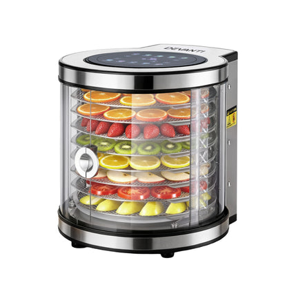 Devanti 8 Trays Food Dehydrator Stainless Steel Auto-Rotate 10 Programs 700W-Appliances > Kitchen Appliances > Food Dehydrators-PEROZ Accessories