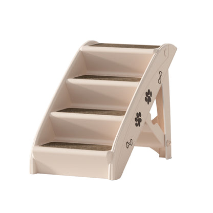 i.Pet Dog Ramp Steps For Bed Sofa Car Pet Stairs Ladder Portable Foldable Beige-Pet Care &gt; Dog Supplies &gt; Dog Steps &amp; Ramps-PEROZ Accessories
