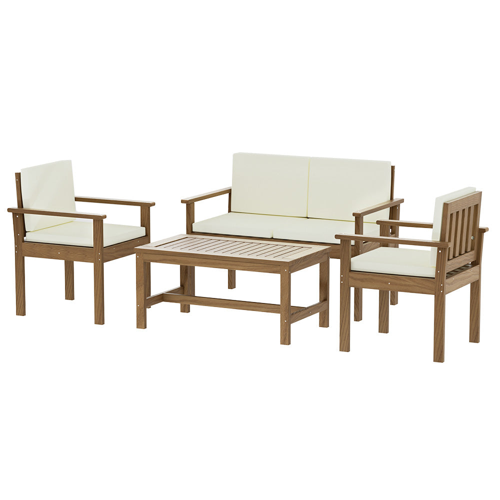 Gardeon 4-Piece Outdoor Sofa Set Wooden Couch Lounge Setting-Outdoor Sofa Sets-PEROZ Accessories