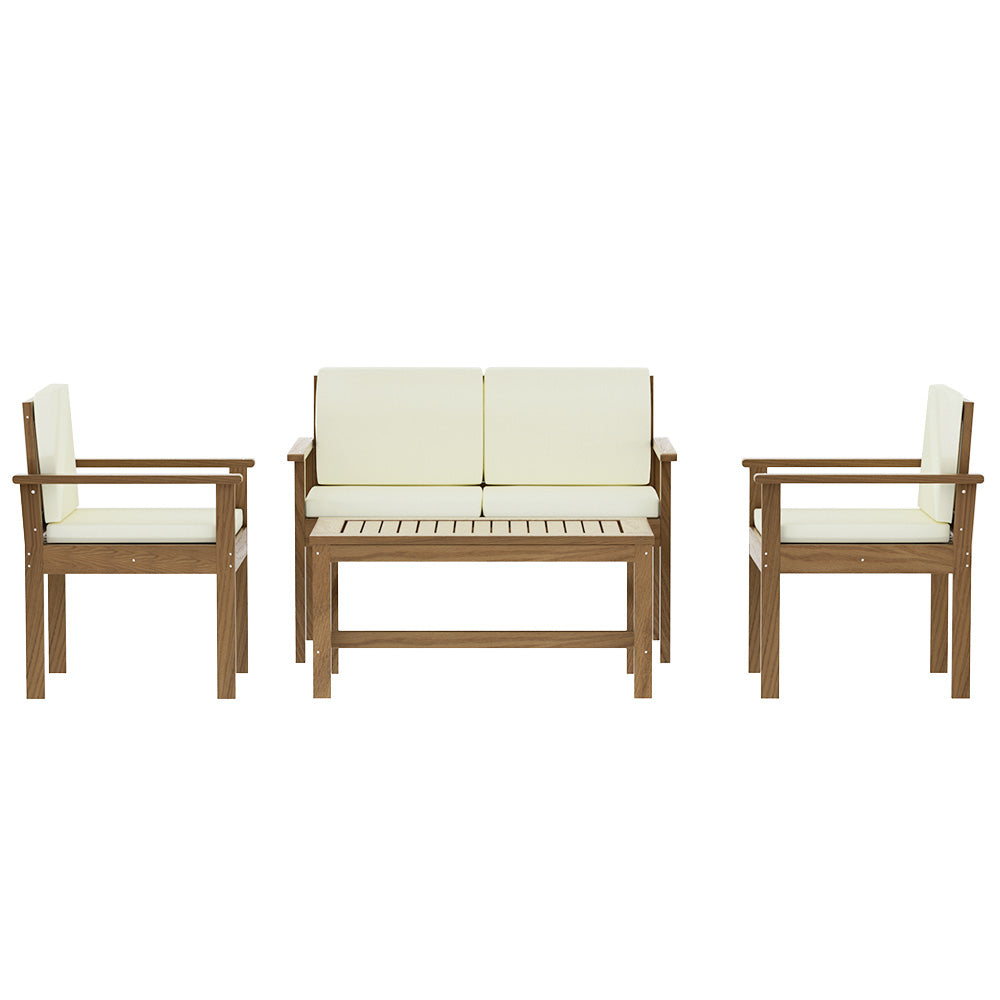 Gardeon 4-Piece Outdoor Sofa Set Wooden Couch Lounge Setting-Outdoor Sofa Sets-PEROZ Accessories