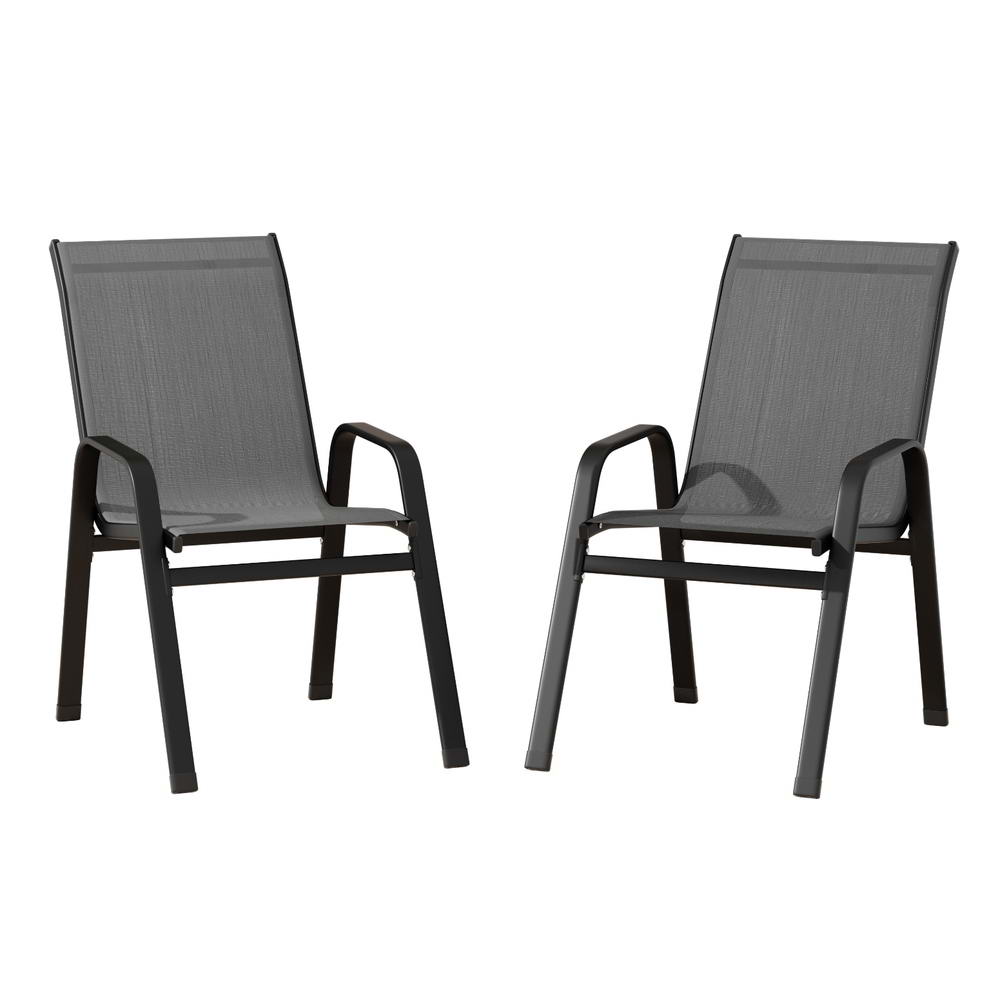 Gardeon 2PC Outdoor Dining Chairs Stackable Lounge Chair Patio Furniture Grey-Furniture &gt; Outdoor &gt; Outdoor Chairs-PEROZ Accessories