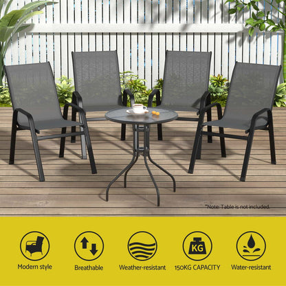 Gardeon 6PC Outdoor Dining Chairs Stackable Lounge Chair Patio Furniture Grey-Furniture &gt; Outdoor &gt; Outdoor Chairs-PEROZ Accessories
