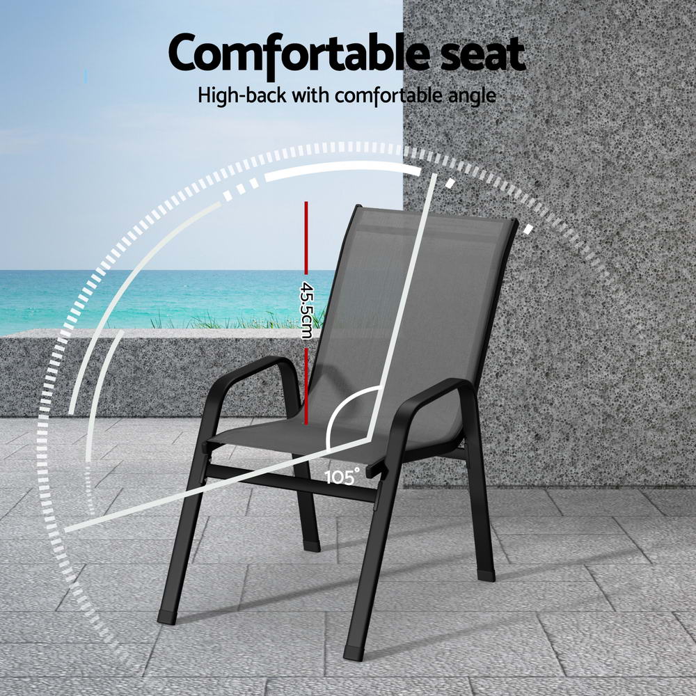 Gardeon 6PC Outdoor Dining Chairs Stackable Lounge Chair Patio Furniture Grey-Furniture &gt; Outdoor &gt; Outdoor Chairs-PEROZ Accessories