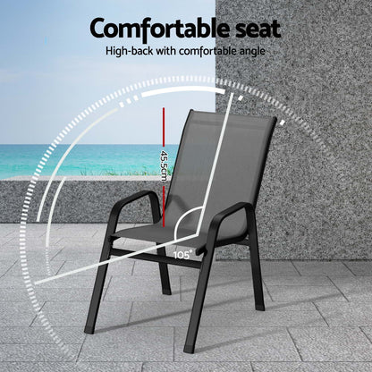 Gardeon 6PC Outdoor Dining Chairs Stackable Lounge Chair Patio Furniture Grey-Furniture &gt; Outdoor &gt; Outdoor Chairs-PEROZ Accessories