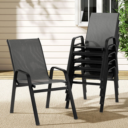 Gardeon 6PC Outdoor Dining Chairs Stackable Lounge Chair Patio Furniture Grey-Furniture &gt; Outdoor &gt; Outdoor Chairs-PEROZ Accessories