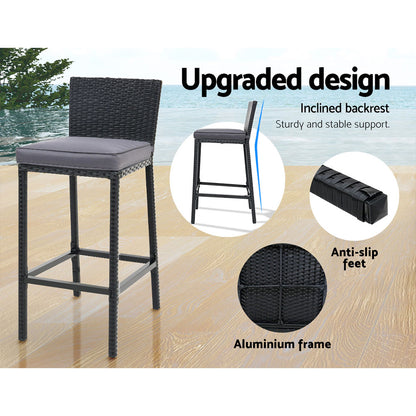 Gardeon 5-Piece Outdoor Bar Set Dining Table Stools Wicker Patio Setting-Outdoor Dining Sets-PEROZ Accessories