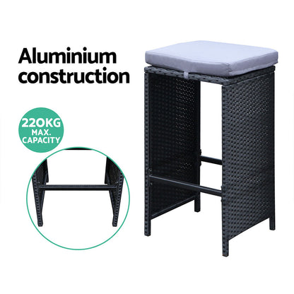 Gardeon 7-Piece Outdoor Bar Set Dining Table Stools Wicker Patio Setting-Outdoor Dining Sets-PEROZ Accessories
