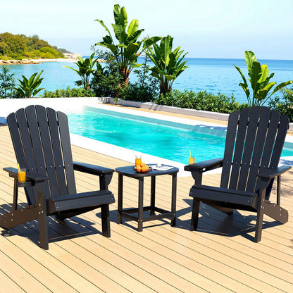 Gardeon Outdoor Table and Chairs HDPE Adirondack Beach Chair Sun Lounge Patio Furniture Garden Black-Furniture &gt; Outdoor &gt; Outdoor Chairs-PEROZ Accessories