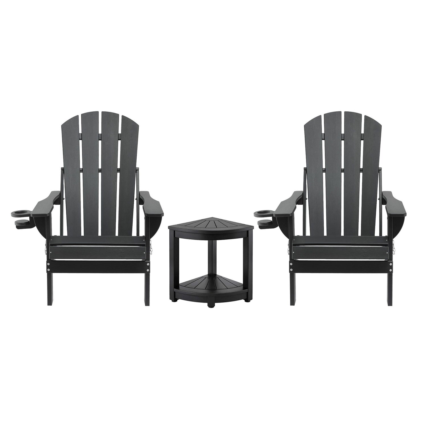 Gardeon Outdoor Table and Chairs HDPE Folding Adirondack Beach Chair Patio Furniture Black-Furniture > Outdoor > Outdoor Chairs-PEROZ Accessories