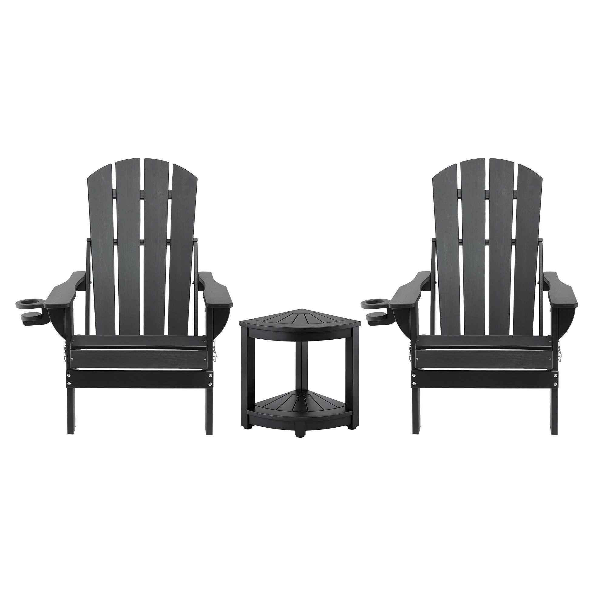 Gardeon Outdoor Table and Chairs HDPE Folding Adirondack Beach Chair Patio Furniture Black-Furniture > Outdoor > Outdoor Chairs-PEROZ Accessories