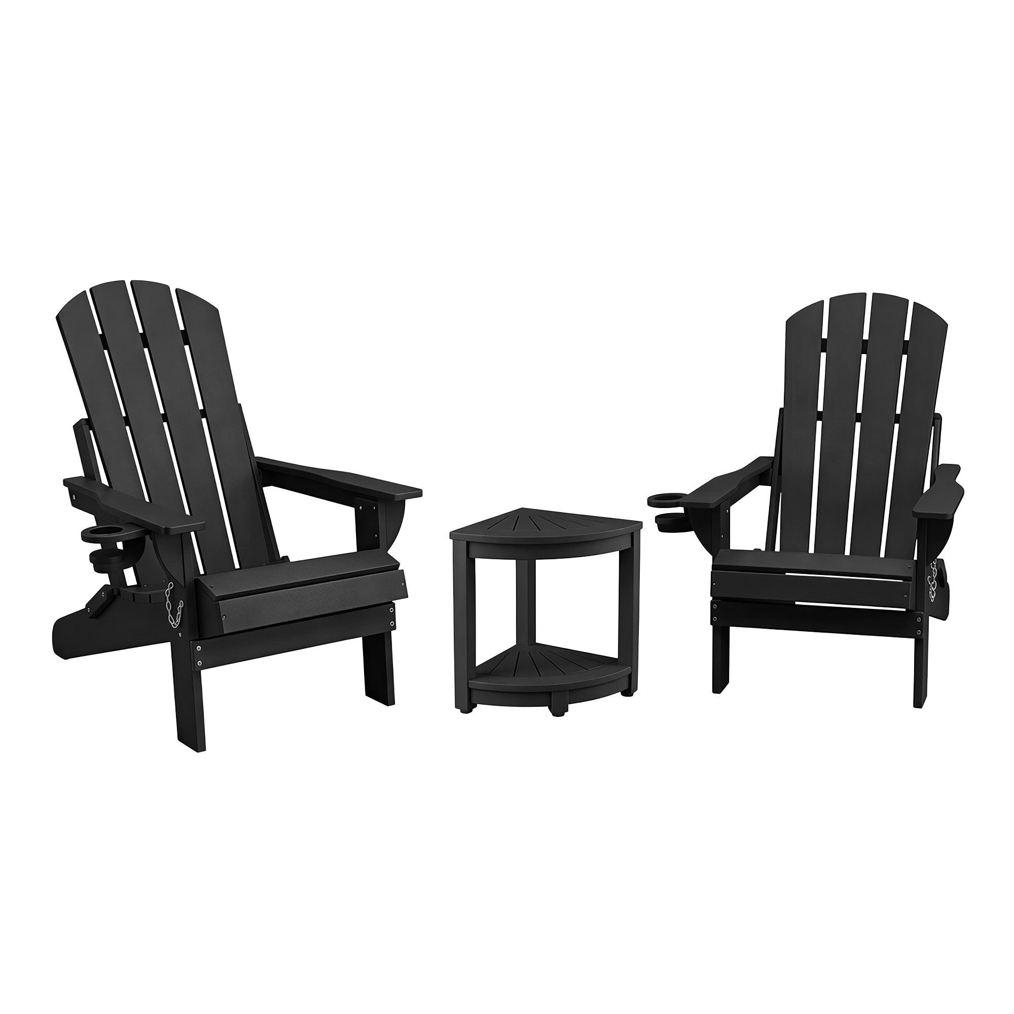 Gardeon Outdoor Table and Chairs HDPE Folding Adirondack Beach Chair Patio Furniture Black-Furniture > Outdoor > Outdoor Chairs-PEROZ Accessories