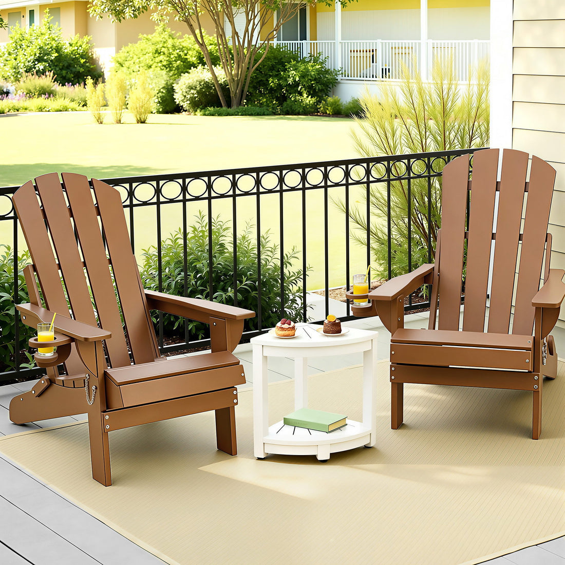 Gardeon Outdoor Table and Chairs HDPE Folding Adirondack Beach Chair Patio Furniture-Furniture > Outdoor > Outdoor Chairs-PEROZ Accessories