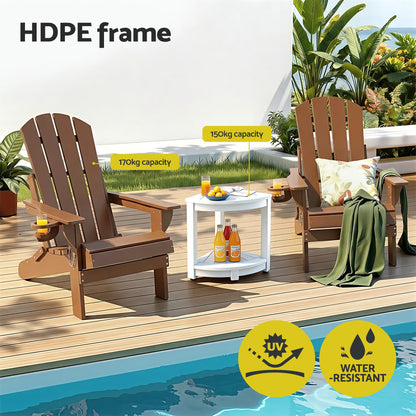 Gardeon Outdoor Table and Chairs HDPE Folding Adirondack Beach Chair Patio Furniture-Furniture > Outdoor > Outdoor Chairs-PEROZ Accessories
