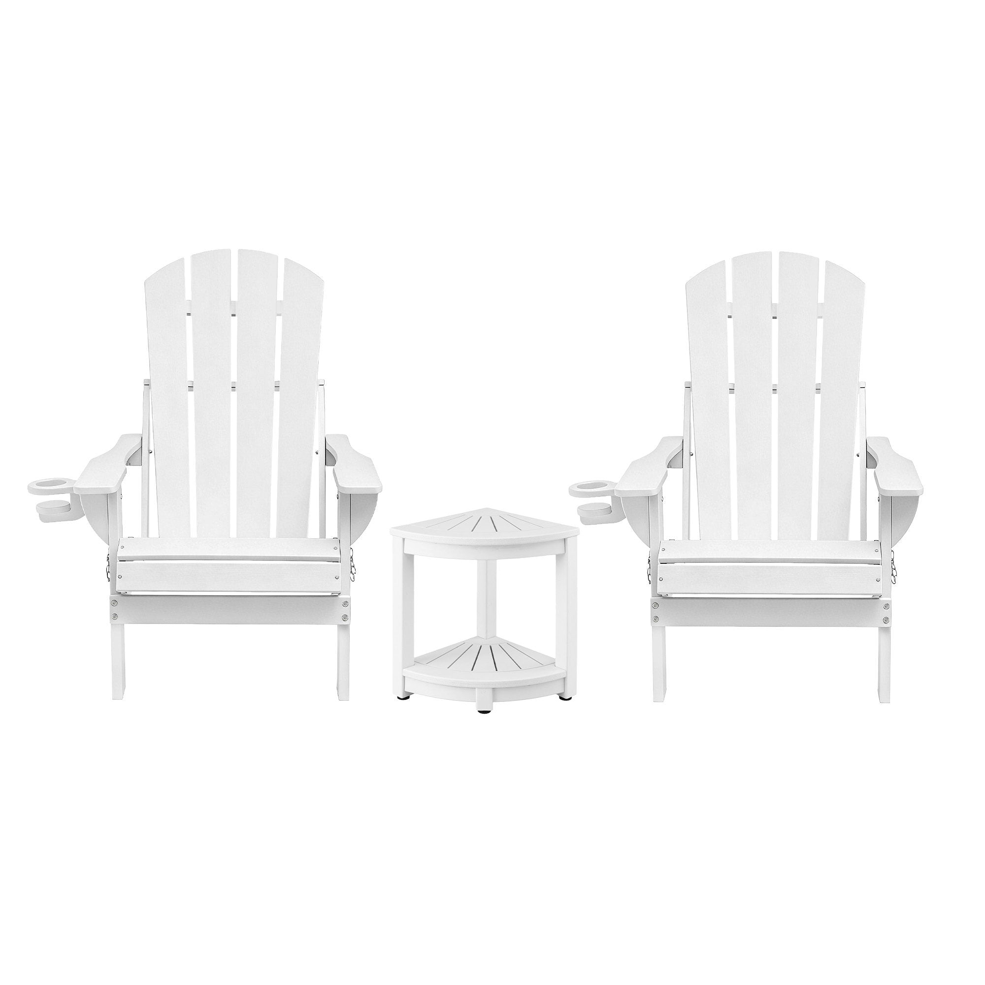 Gardeon Outdoor Table and Chairs HDPE Folding Adirondack Beach Chair Patio Furniture White-Furniture > Outdoor > Outdoor Chairs-PEROZ Accessories
