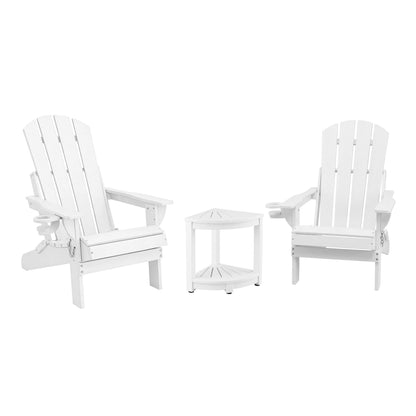 Gardeon Outdoor Table and Chairs HDPE Folding Adirondack Beach Chair Patio Furniture White-Furniture > Outdoor > Outdoor Chairs-PEROZ Accessories
