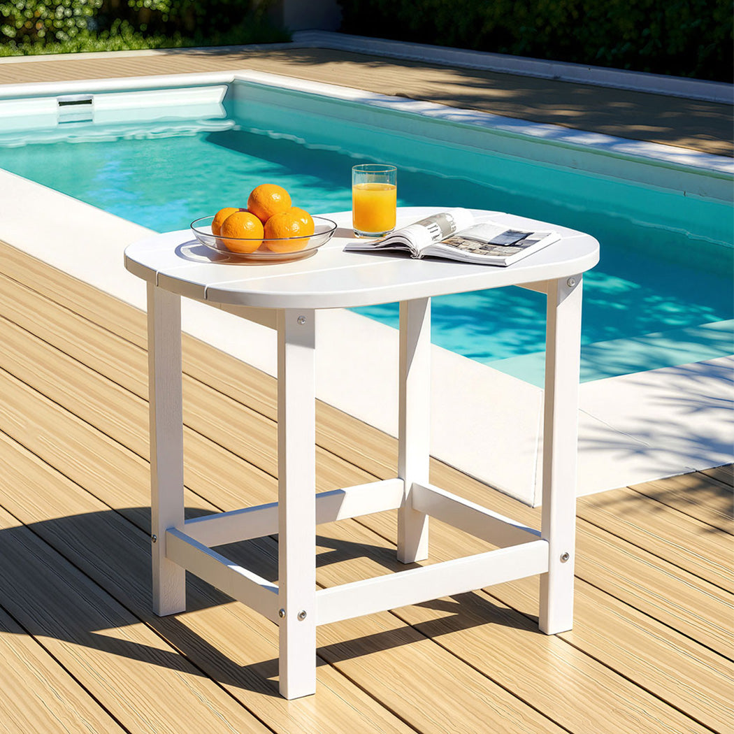 Gardeon Outdoor Coffee Side Table HDPE Desk Patio Furniture Camping Garden White-Furniture &gt; Outdoor &gt; Outdoor Chairs-PEROZ Accessories