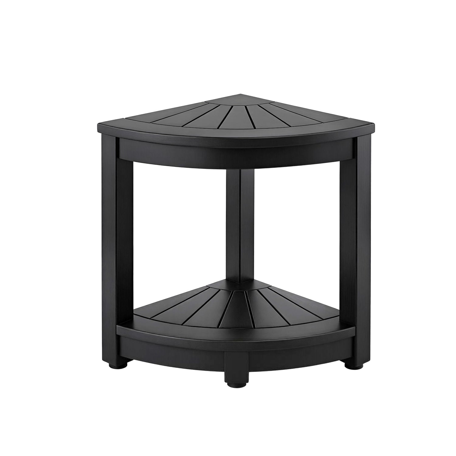 Gardeon Outdoor Coffee Side Table HDPE Desk Corner Shower Stool Bench Seat with Storage Shelf Black-Furniture > Living Room > Side Tables-PEROZ Accessories