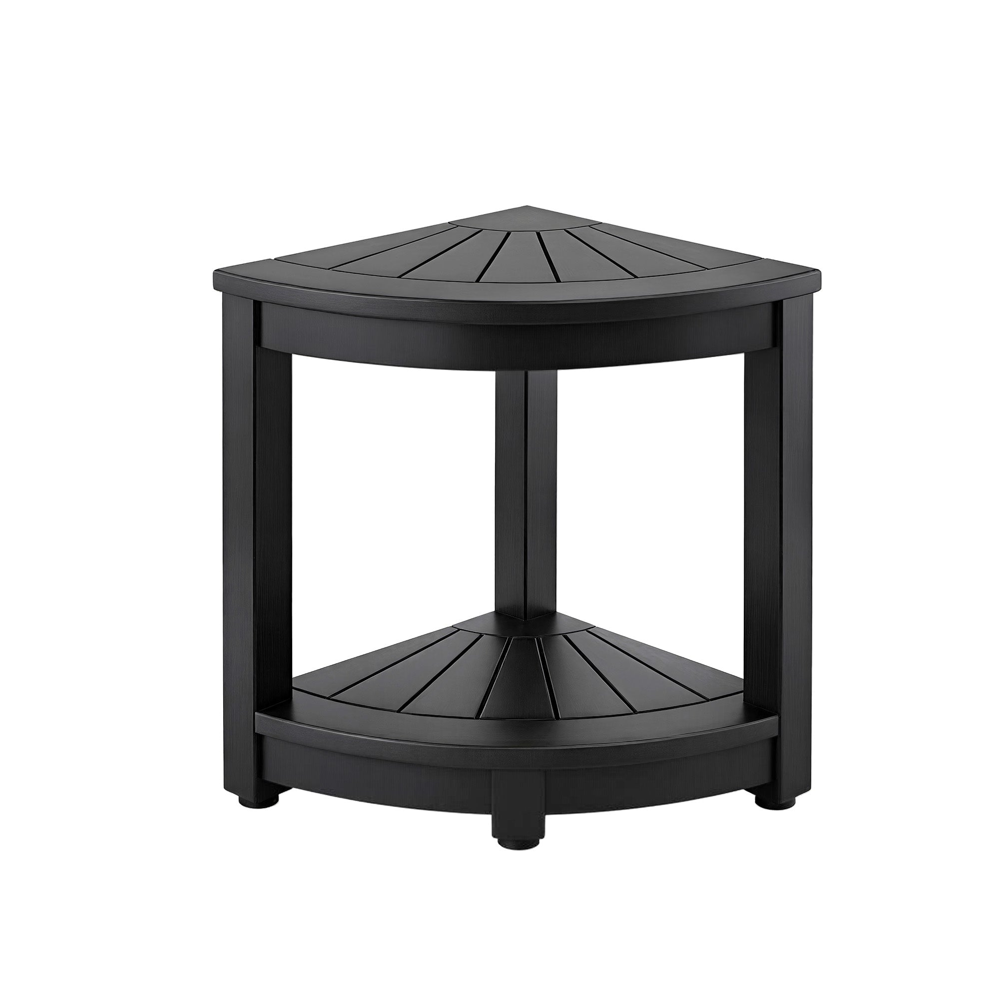 Gardeon Outdoor Coffee Side Table HDPE Desk Corner Shower Stool Bench Seat with Storage Shelf Black-Furniture > Living Room > Side Tables-PEROZ Accessories