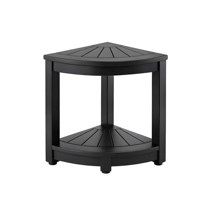 Gardeon Outdoor Coffee Side Table HDPE Desk Corner Shower Stool Bench Seat with Storage Shelf Black-Furniture > Living Room > Side Tables-PEROZ Accessories