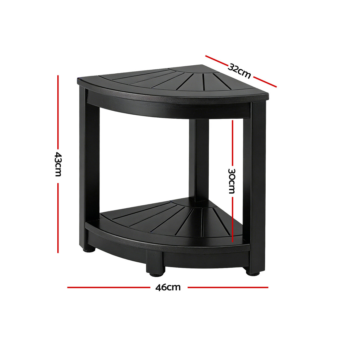 Gardeon Outdoor Coffee Side Table HDPE Desk Corner Shower Stool Bench Seat with Storage Shelf Black-Furniture > Living Room > Side Tables-PEROZ Accessories